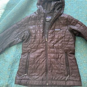 Patagonia Women's black nano puff hooded jacket
